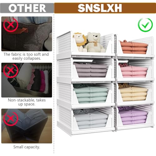 SNSLXH Stackable Closet Storage Basket Set - Multifunctional Organizer for Bathroom, Kitchen, Laundry - Space-Saving Clothes Drawer Organizer