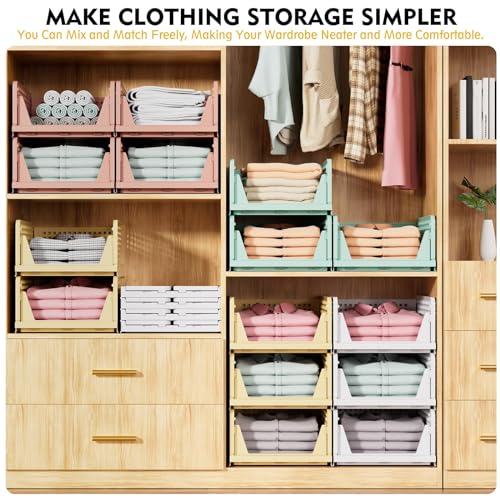 SNSLXH Stackable Closet Storage Basket Set - Multifunctional Organizer for Bathroom, Kitchen, Laundry - Space-Saving Clothes Drawer Organizer