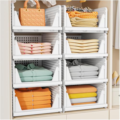 SNSLXH Stackable Closet Storage Basket Set - Multifunctional Organizer for Bathroom, Kitchen, Laundry - Space-Saving Clothes Drawer Organizer