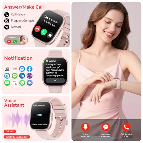 Fitness Smartwatch 1.83 inch Heart Rate Monitor Sleep Tracker, Bluetooth Call, 120+ Sport Modes, Waterproof for Android iOS