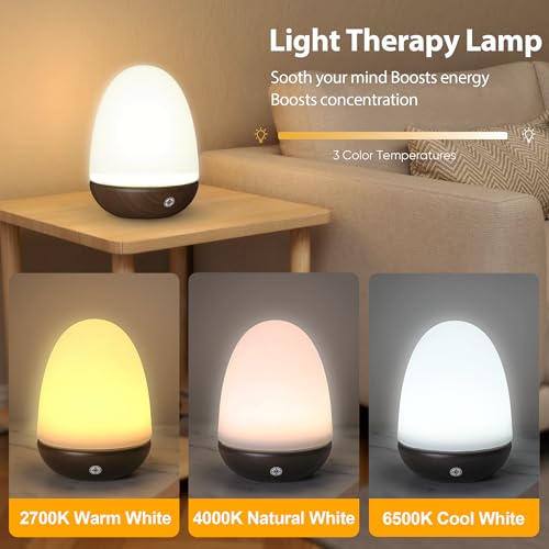 Lighten Up SAD Days! 10000 Lux Therapy Lamp with Remote - UV Free, Dimmable, 3 Color Temp, Memory - Regulate Day/Night