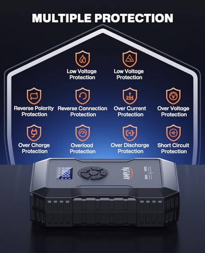 Portable Car Battery Jump Starter 5000A with Air Compressor - Fast Charging, 3 Mode Light - All Gas/10L Diesel - 12V Jump Box