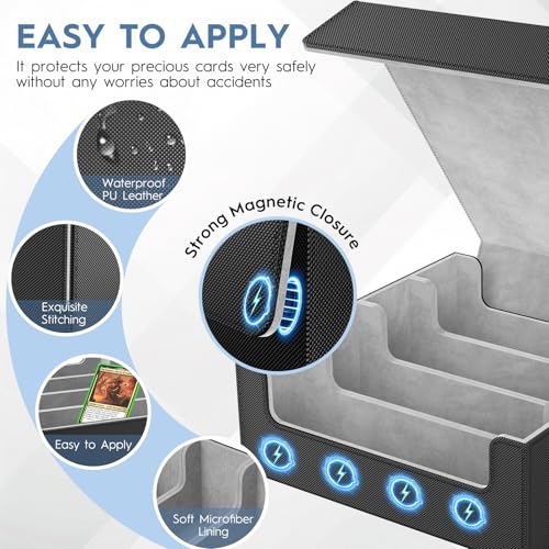 Leather Card Storage Box, 24 Dividers, 3200+ Card Deck Case