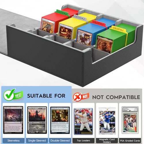 Leather Card Storage Box, 24 Dividers, 3200+ Card Deck Case