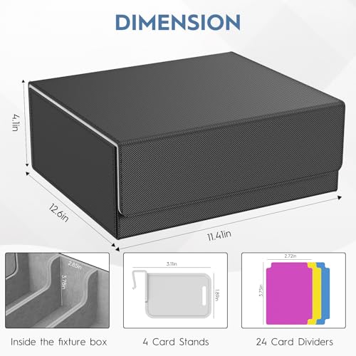 Leather Card Storage Box, 24 Dividers, 3200+ Card Deck Case