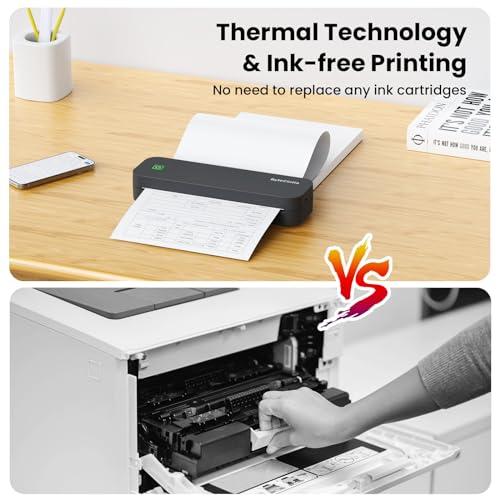 ByteCintia Portable Printer: Bluetooth, 8.5x11 Inch, Android/iOS Compatible, Inkless Mobile for Office, School