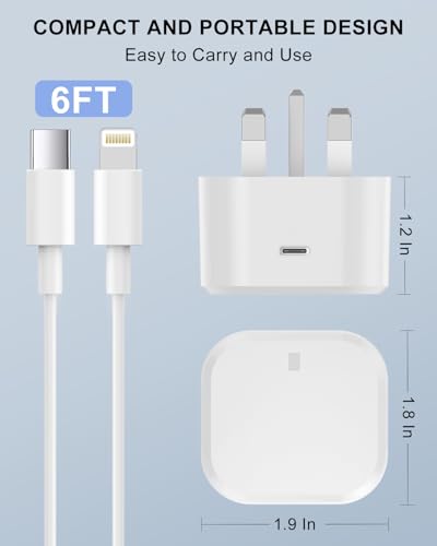 Apple Certified 30W Fast Charger Plug with 6FT USB-C to Lightning Cable - iPhone 14/13/12/11 Pro Max XS XR X SE 8 iPad