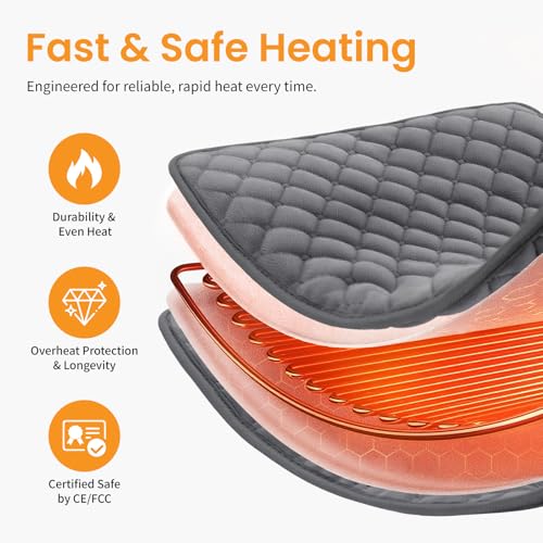 Kdti Back Pain Relief Heating Pad, 24x32 inch Electric Heat - Neck, Shoulder, Abdomen - Washable, Auto Shut-Off