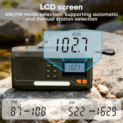 Joudix Solar Radio 4500mAh Battery AM/FM Crank LCD Display
