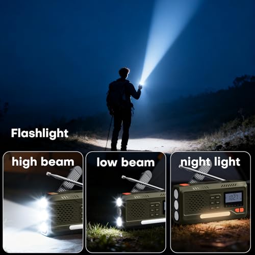 Joudix Solar Radio 4500mAh Battery AM/FM Crank LCD Display