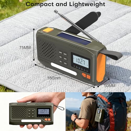 Joudix Solar Radio 4500mAh Battery AM/FM Crank LCD Display