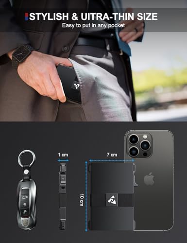 dwnkove Aluminum Pop Up Wallet for Men, RFID Blocking, Holds 12+ Cards, Front Pocket, Durable Metal Design