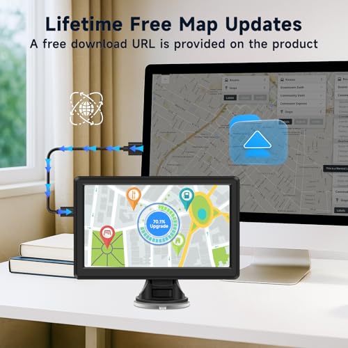 Brand Car Sat Nav 7 inch: Latest UK Maps 2025, Truck GPS Navigation, Touch Screen, Voice Turn Guidance, Postcode Search