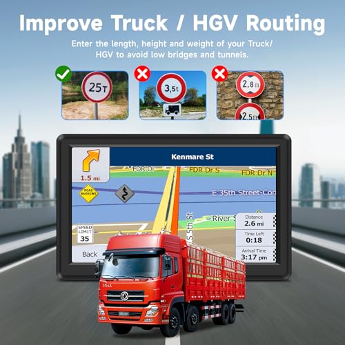 Brand Car Sat Nav 7 inch: Latest UK Maps 2025, Truck GPS Navigation, Touch Screen, Voice Turn Guidance, Postcode Search