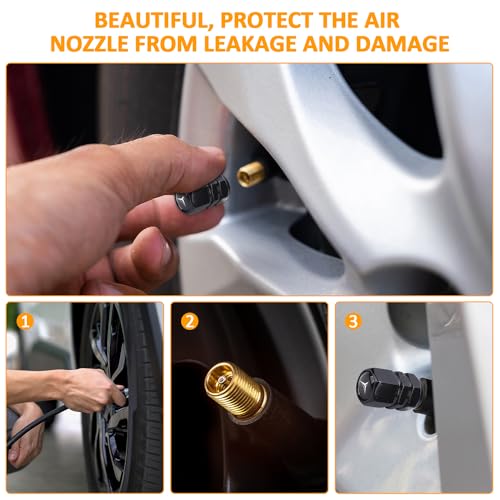 Mercedes-Benz Tire Valve Caps & Keyring Set, 4 Pcs, Black