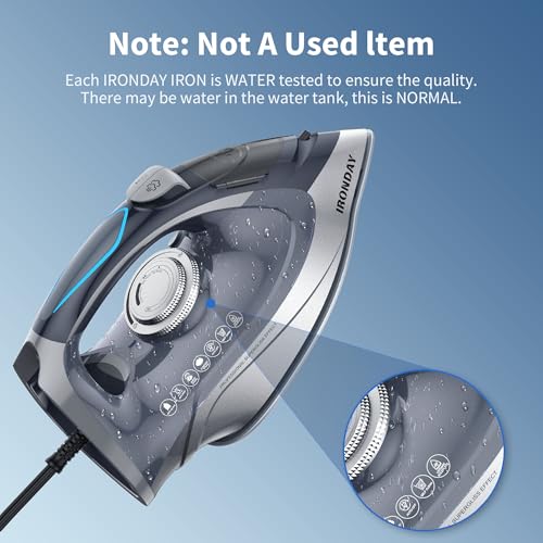 Brand Steam Iron 1700W: Rapid Heat, Burst of Steam, Ceramic Soleplate, Auto shutoff, Anti-Drip, Self-Cleaning - All Fabrics