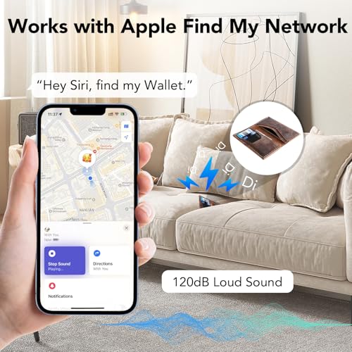 Bluetooth Tracker Smart Finder for Apple Find My, Wallet iPhone Card, Slim Design, IP68 Waterproof - Ideal for Wallet, Passports, Luggage
