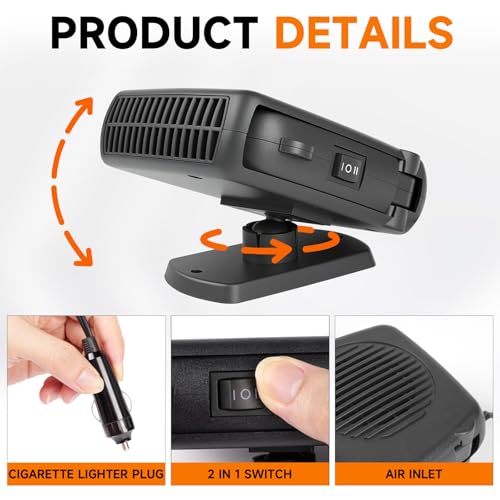 Portable Car Heater 12V 200W: Fast Heating Defroster & Defogger