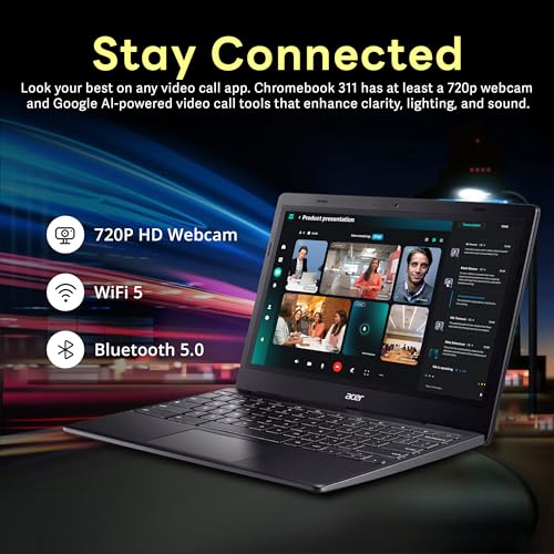 Acer Chromebook 311 11.6 inch Laptop, Intel Celeron, UHD Graphics, 4GB RAM, 224GB Storage, Chrome OS, Wi-Fi 5