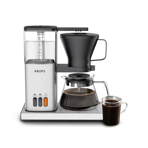 KRUPS 8 Cup Drip Coffee Maker, SCA-Certified, Blooming Tech, Barista-Quality, Pour Over, Easy Clean, Stainless Steel Design