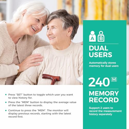 Automatic Blood Pressure Monitor, Memory, Adjustable Arm Cuff, LED Display