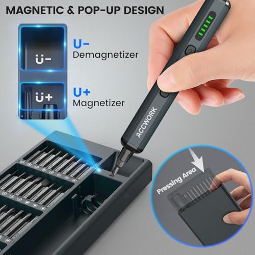 Brand Mini Electric Screwdriver Kit: 68-in-1 Precision Set, Magnetic Bits, 5 Torque, LED Lights - Electronics, Phone, Camera