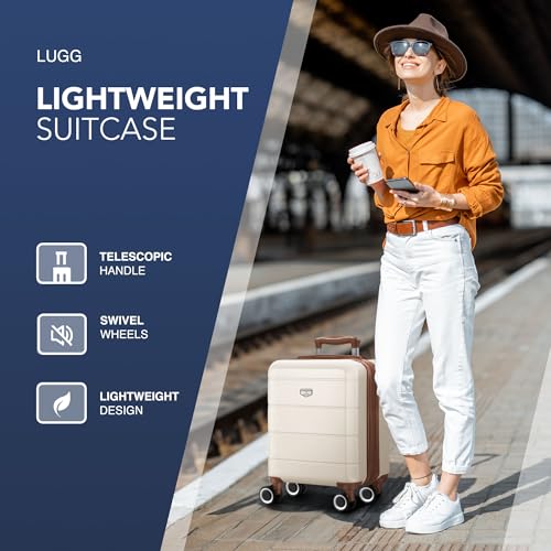 LUGG Jetset 15" Lightweight Travel Cabin Bag, Water Resistant, Safe Locking System, Underseat Luggage
