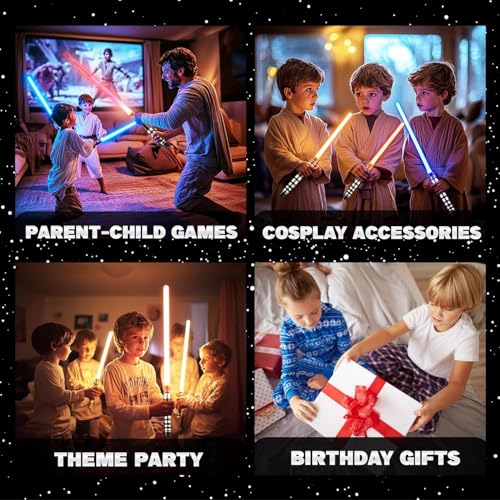 Star Wars 2 Pack Light Up Saber with Sound, 7 Colors, Retractable Sword - Ideal for Halloween & Xmas Parties