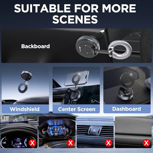 MSXTTLY Car Phone Holder, Vmag-S1, 360° Rotatable Mount, iPhone 17 Pro MAX & Android, Black