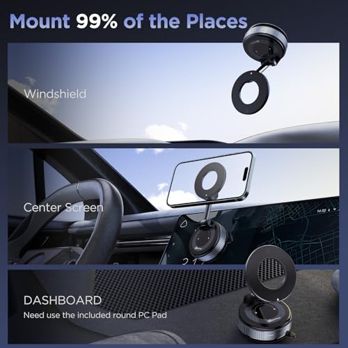 2026 Vacuum Magnetic Phone Holder: 360° Adjustable Mount, Nano Gel Pads, Unlock More Scenes, for Car, Gym, Mirror
