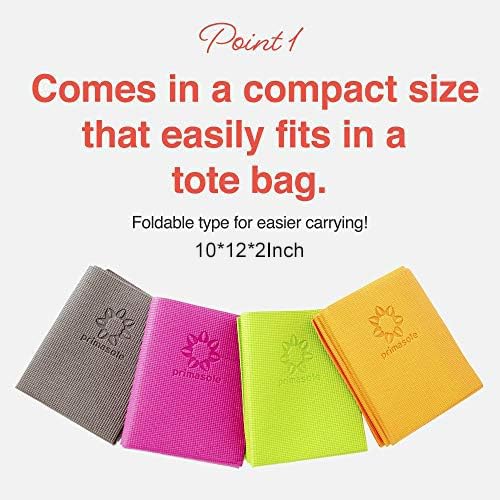 Primasole Yoga Pilates Mat: Foldable, Portable for Travel, Tear-Resistant, 4mm Thick, 9 Colors