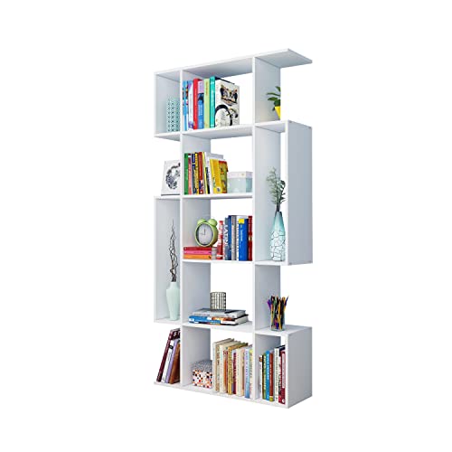 Modern 5-Tier Bookshelf Storage Stand for Home Office, White