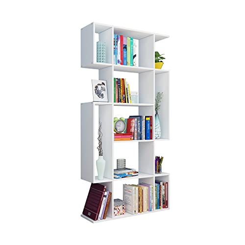 Modern 5-Tier Bookshelf Storage Stand for Home Office, White