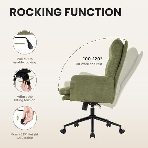 IWMH High-back Desk Chair with Wheels & Armrests, Green
