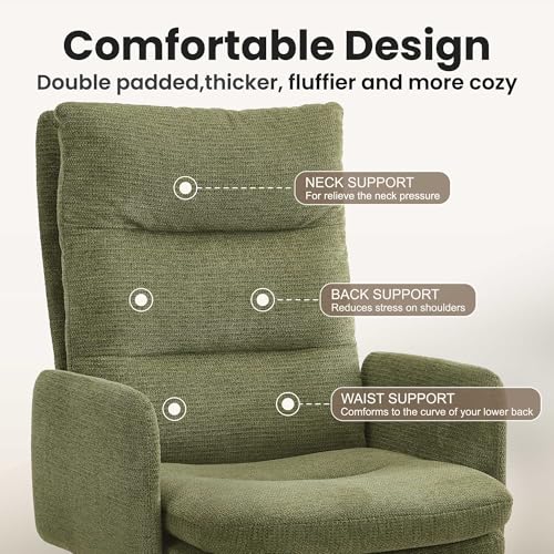 IWMH High-back Desk Chair with Wheels & Armrests, Green