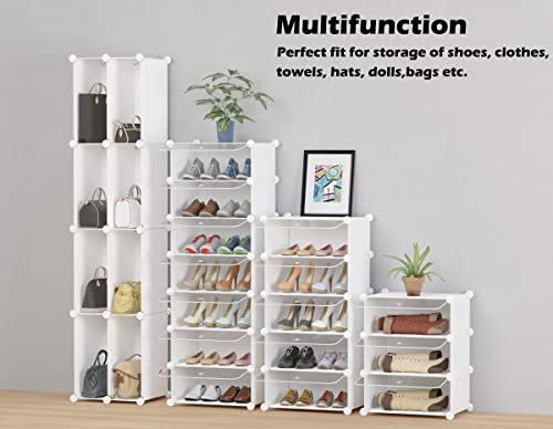 HOMIDEC Shoe Rack Cabinet, Tall 10-Tier Shoe Storage with Door, Hook, Dust-proof, Free Standing Shelf for 20 Pairs - Entryway, Hallway