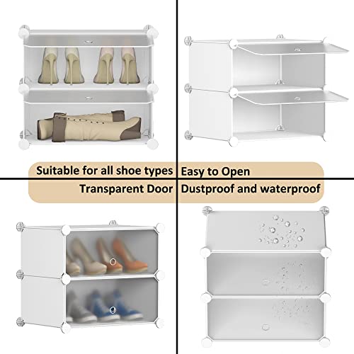 HOMIDEC Shoe Rack Cabinet, Tall 10-Tier Shoe Storage with Door, Hook, Dust-proof, Free Standing Shelf for 20 Pairs - Entryway, Hallway