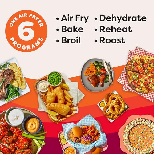 Instant Pot Vortex Plus 6QT Air Fryer: 6-in-1, Dehydrates, Crisps, Roasts, Bakes - Easy Meals, 100+ Recipes, Dishwasher-Safe - Black