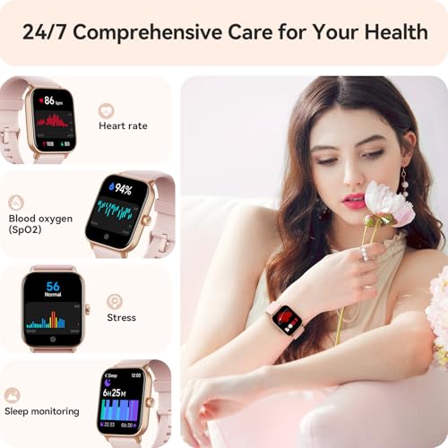 Women's Smartwatch Alexa Built-in, IP68 Waterproof Fitness Tracker, Bluetooth Call, Heart Rate Monitor, 100+ Sports Modes