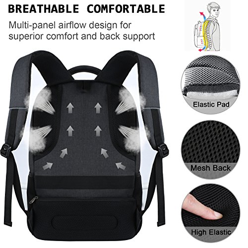 Slim Durable 17" Laptop Backpack with USB Port - Water Resistant Business Anti Theft Bag for Men & Women, Fits 15.6" Notebook