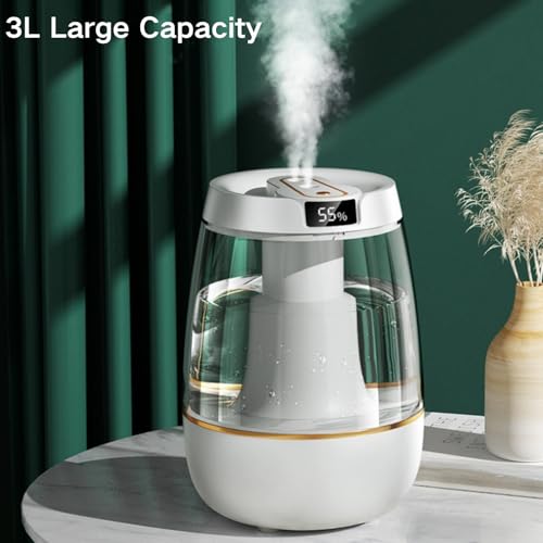BYONGCHO 3L Cool Mist Humidifier: Ultra-Quiet, Night Light, 24H Runtime, Auto-Off, Ideal for Bedroom, Baby Rooms, Plants & Office