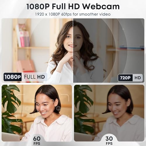 Shcngqio HD Webcam: 1080P, Mic, Noise Cancellation, Privacy, Wide-Angle Lens, Light Correction, USB for Laptop, Desktop, PC, Mac