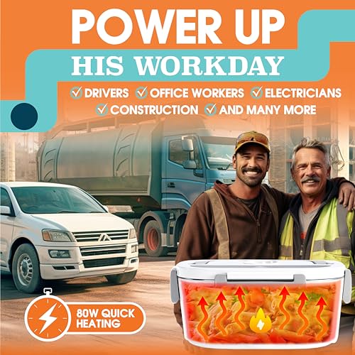 TRAVELISIMO 80W Electric Lunch Box Food Heater 1.5L Portable Warmer for Travel & Office - Stainless Steel Lunchbox