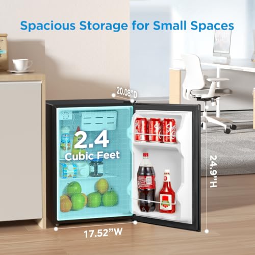 Midea 2.4 Cubic Feet Black Refrigerator for Small Spaces