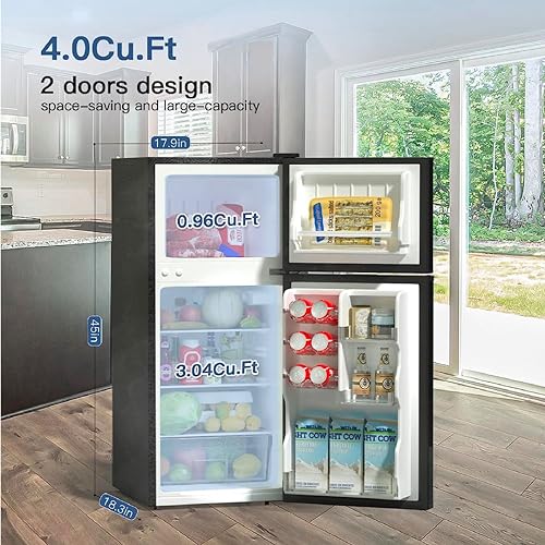 BANGSON Small Fridge with Freezer for Apartment & Bedroom