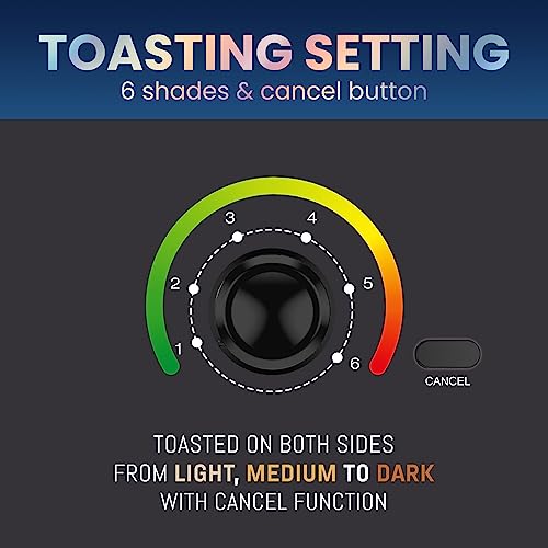 Elite Gourmet Cool Touch Toaster, 6 Temp Settings, 1.25" Slots for Bagels & More