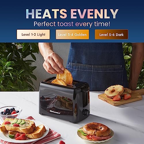 Elite Gourmet Cool Touch Toaster, 6 Temp Settings, 1.25" Slots for Bagels & More