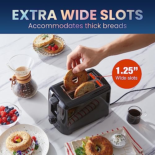Elite Gourmet Cool Touch Toaster, 6 Temp Settings, 1.25" Slots for Bagels & More