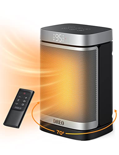 Dreo Portable Electric Heater: PTC Ceramic, Remote Control, Thermostat, 70° Oscillation, 12H Timer - Safe & Quiet Room Heater
