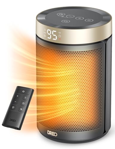 Dreo Portable Electric Heater: Thermostat, Remote, 12H Timer, 5 Modes, 1500W PTC Ceramic Heat - Office, Bedroom, Home